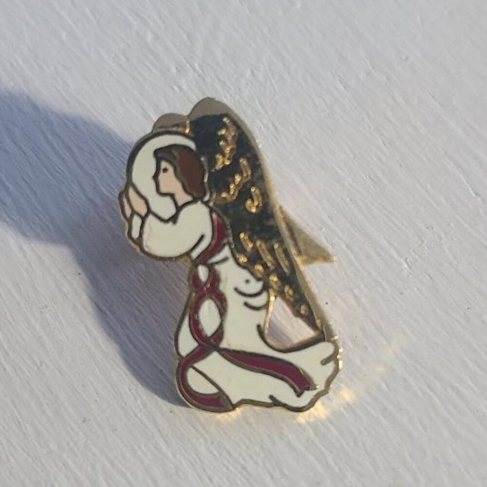 Guardian Holy Angel Vintage Lapel Pin Tie Tack Brooch